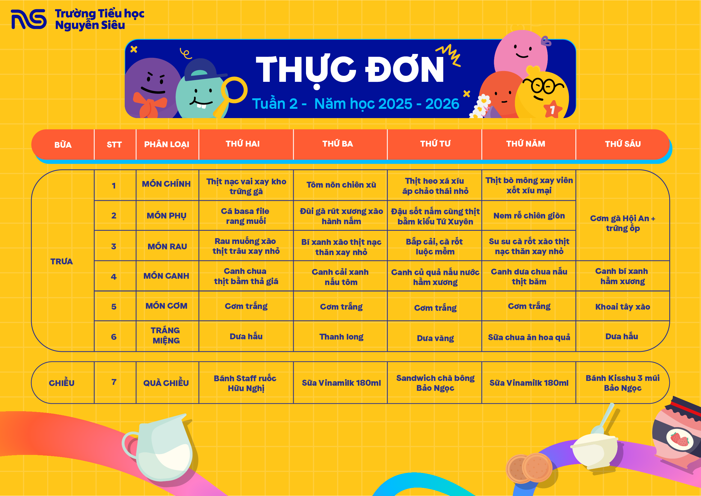 Thực đơn update